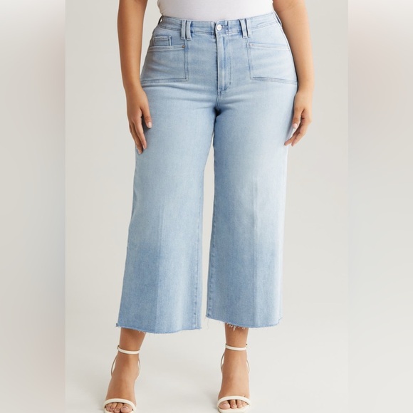 PAIGE Anessa Light Blue Wide Leg Cropped Jeans (petite length) - Picture 6 of 6